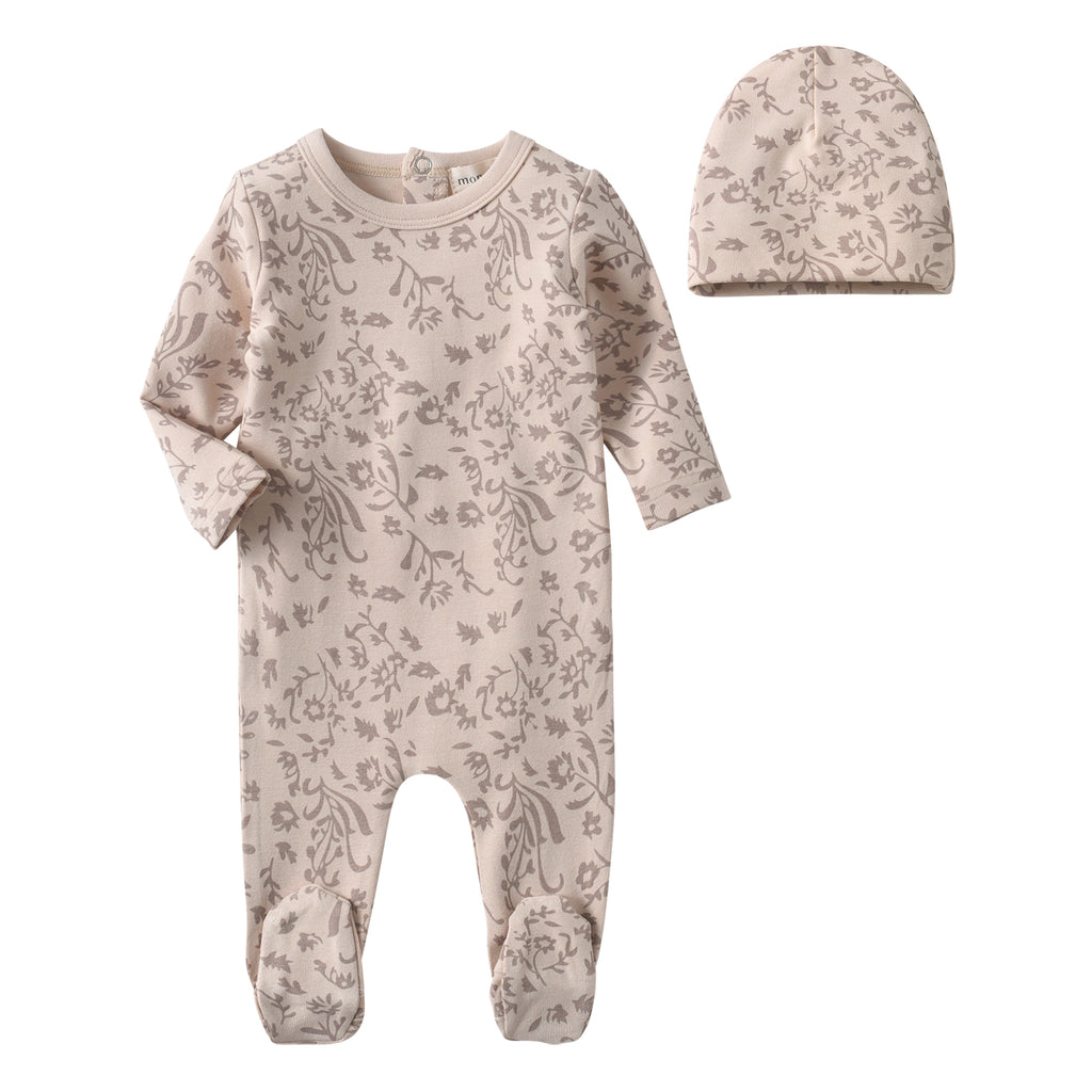 Floral print footie