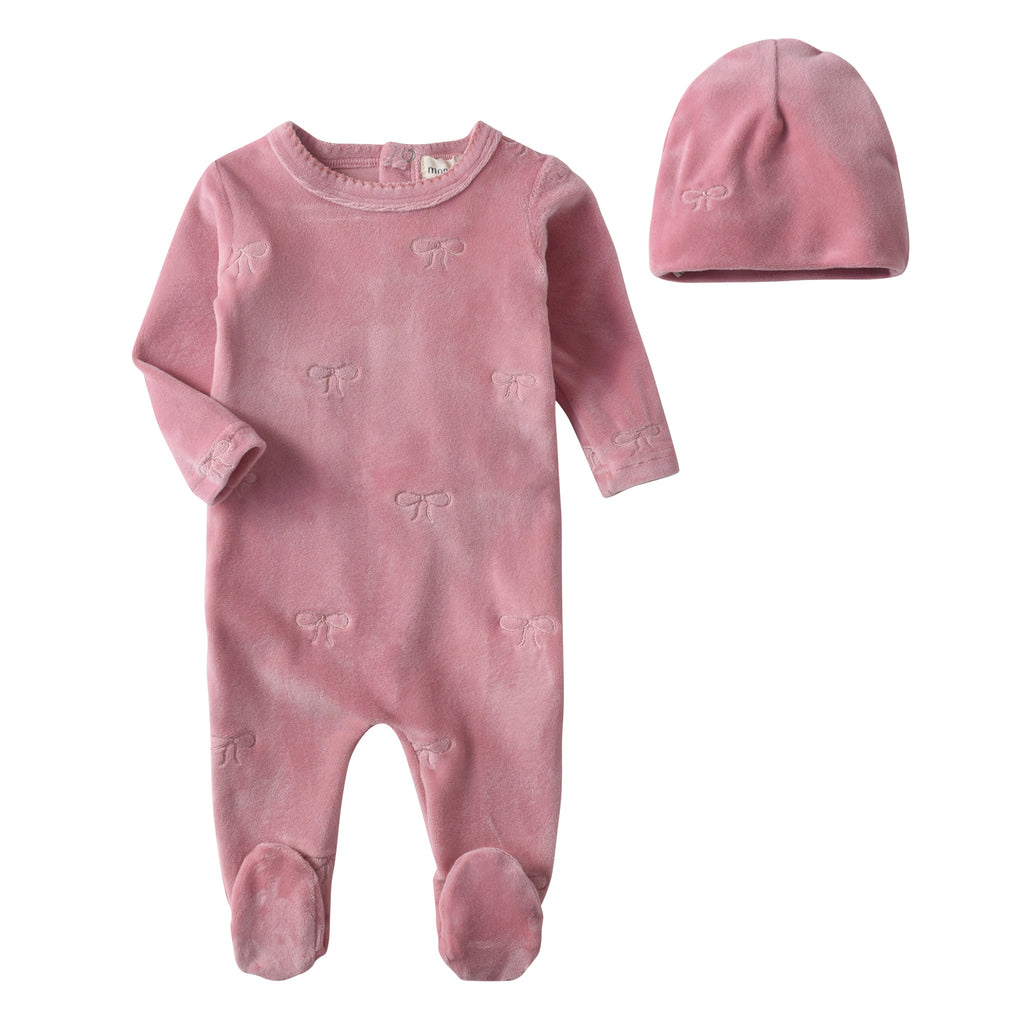 Embroidered bows footie