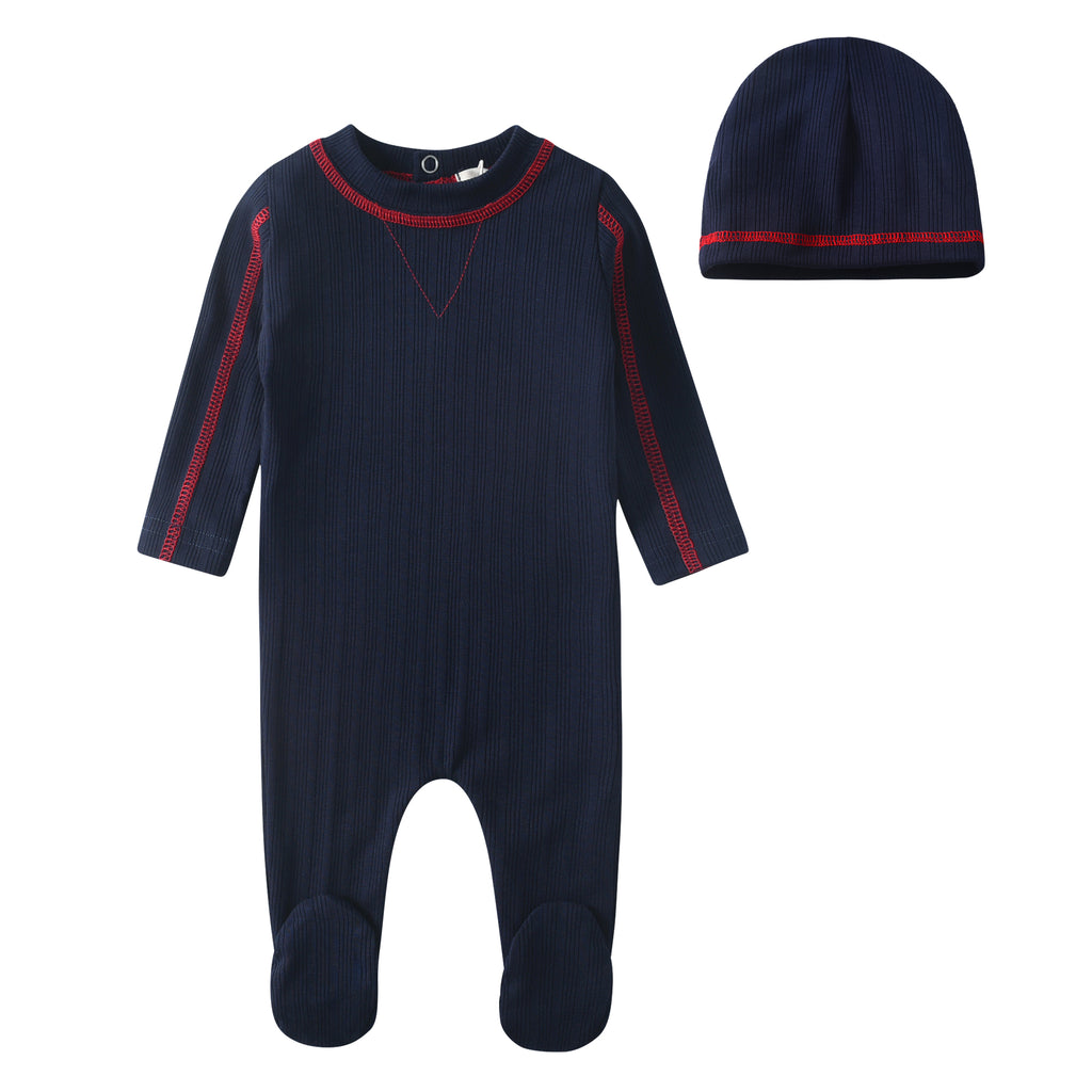 Contrast stitch footie