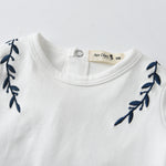 Embroidered Leaves Footie