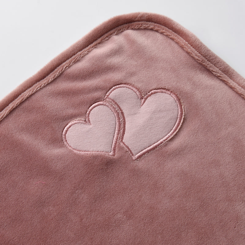 Embroidered Hearts Blanket