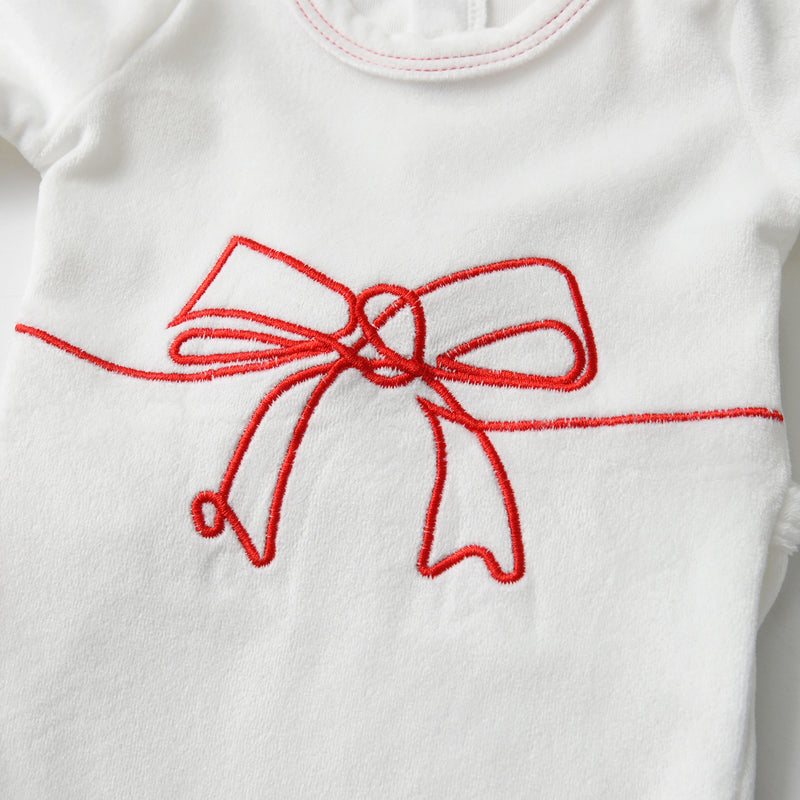 Embroidered Bow Footie