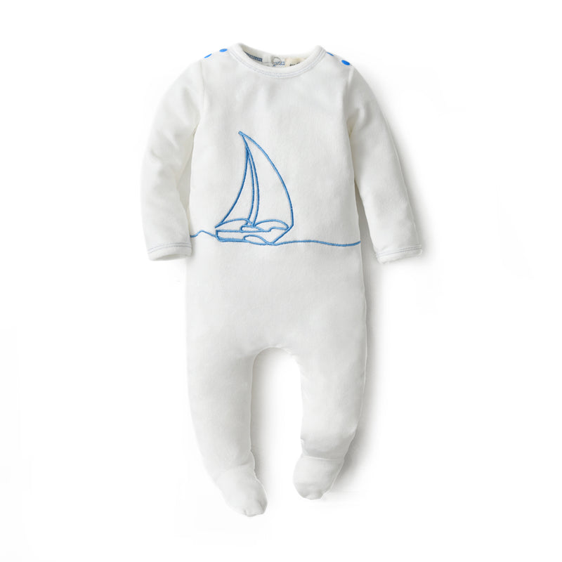 Embroidered Sailboat Footie