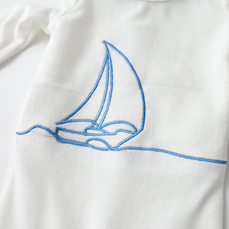 Embroidered Sailboat Footie