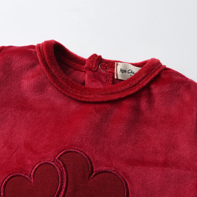 Embroidered Hearts Footie