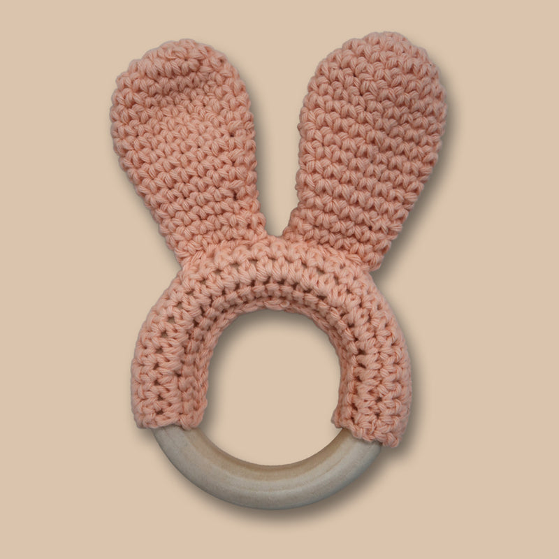 Crochet bunny ears teether